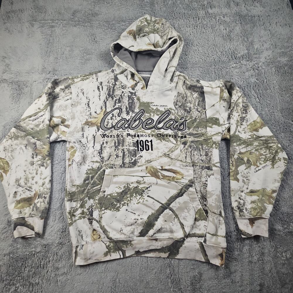 Camo Pullover Hoodie Men's Medium Zonz Woodlands 1961 Logo by Cabela's